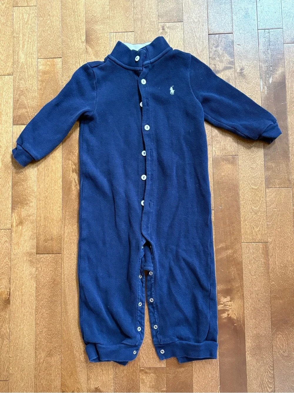 Ralph Lauren Navy French-Rib Cotton One-Piece Bodysuit 18 months